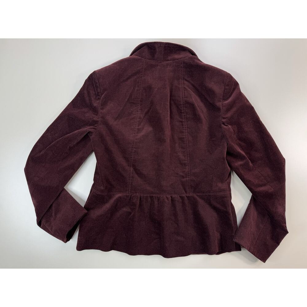 Talbots Womens Blazer Petite 6P Burgundy Velvet Peplum Classic Preppy Academia - Picture 12 of 13